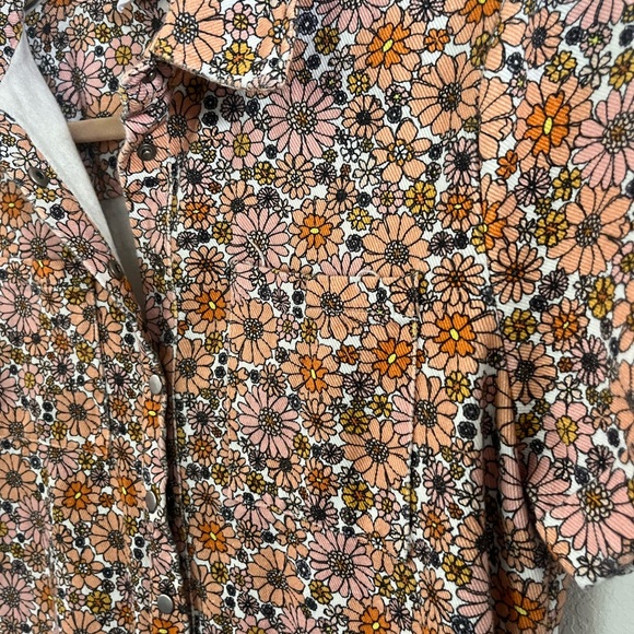 Storia Orange, & Coral Floral Denim Romper SZ S - Picture 8 of 11